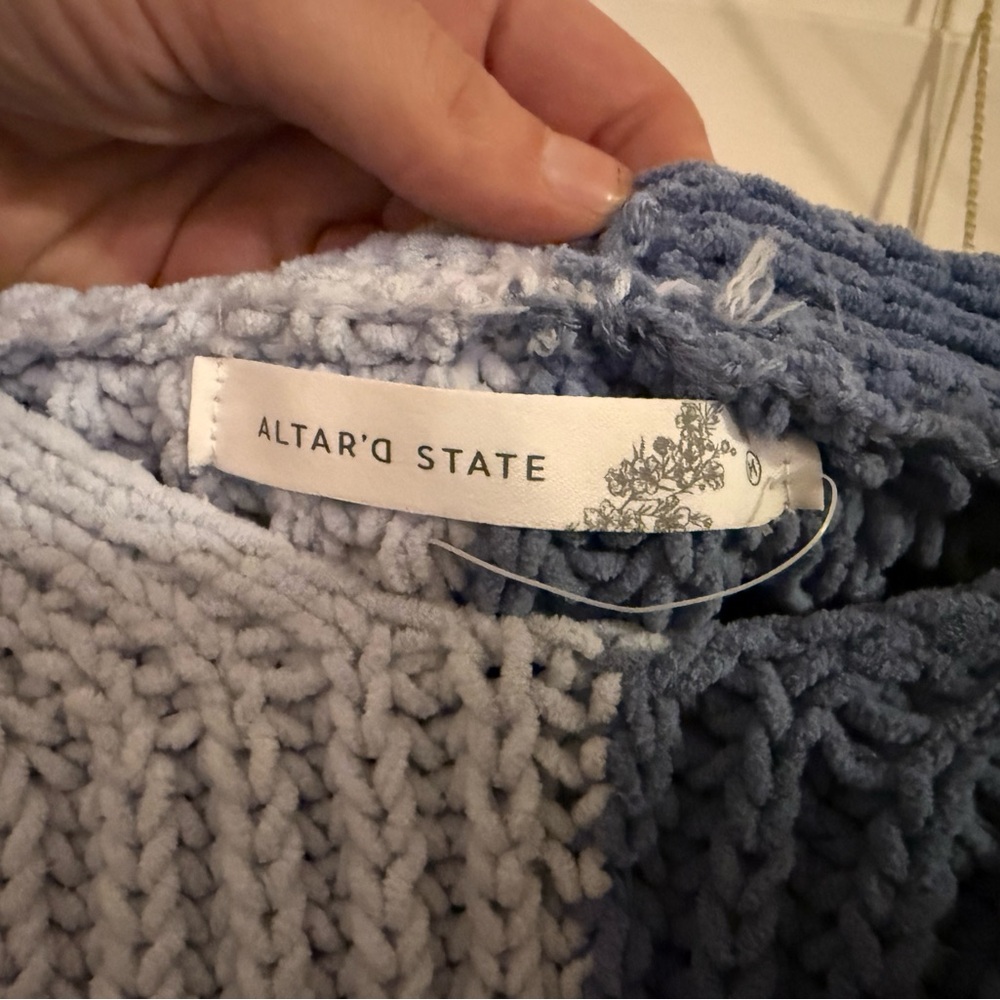 Altar'd State Blue and White Textured Sweater